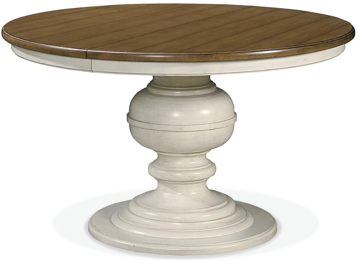 Expandable round shop pedestal dining table